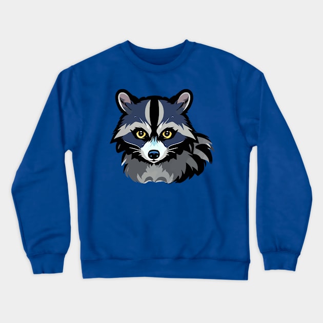 Adorable Raccoon Comic Cameo Crewneck Sweatshirt by Obotan Mmienu